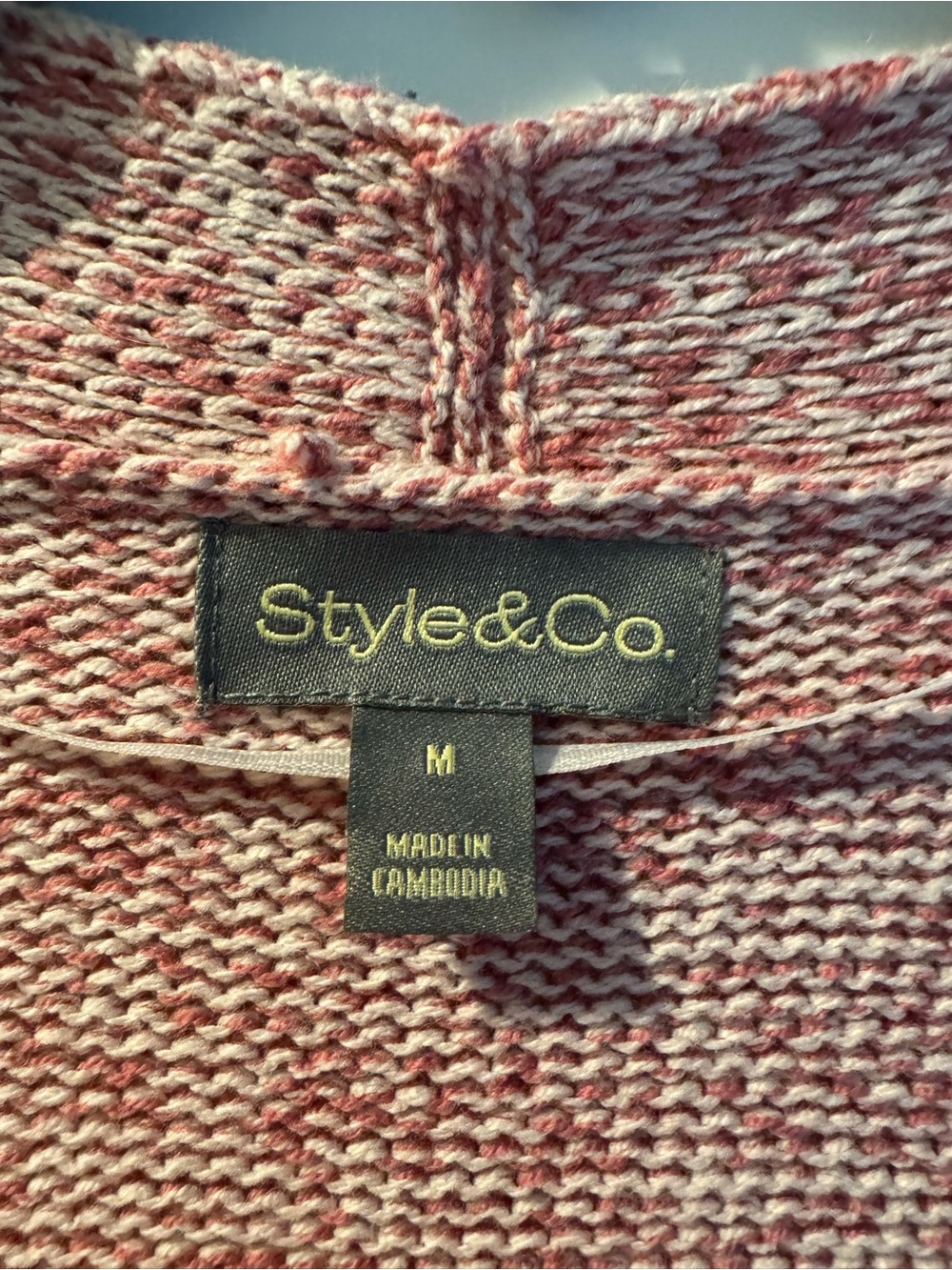 Style & Co. Open-Front Colorblock Cardigan - Burgundy/Pink - Picture 3 of 8